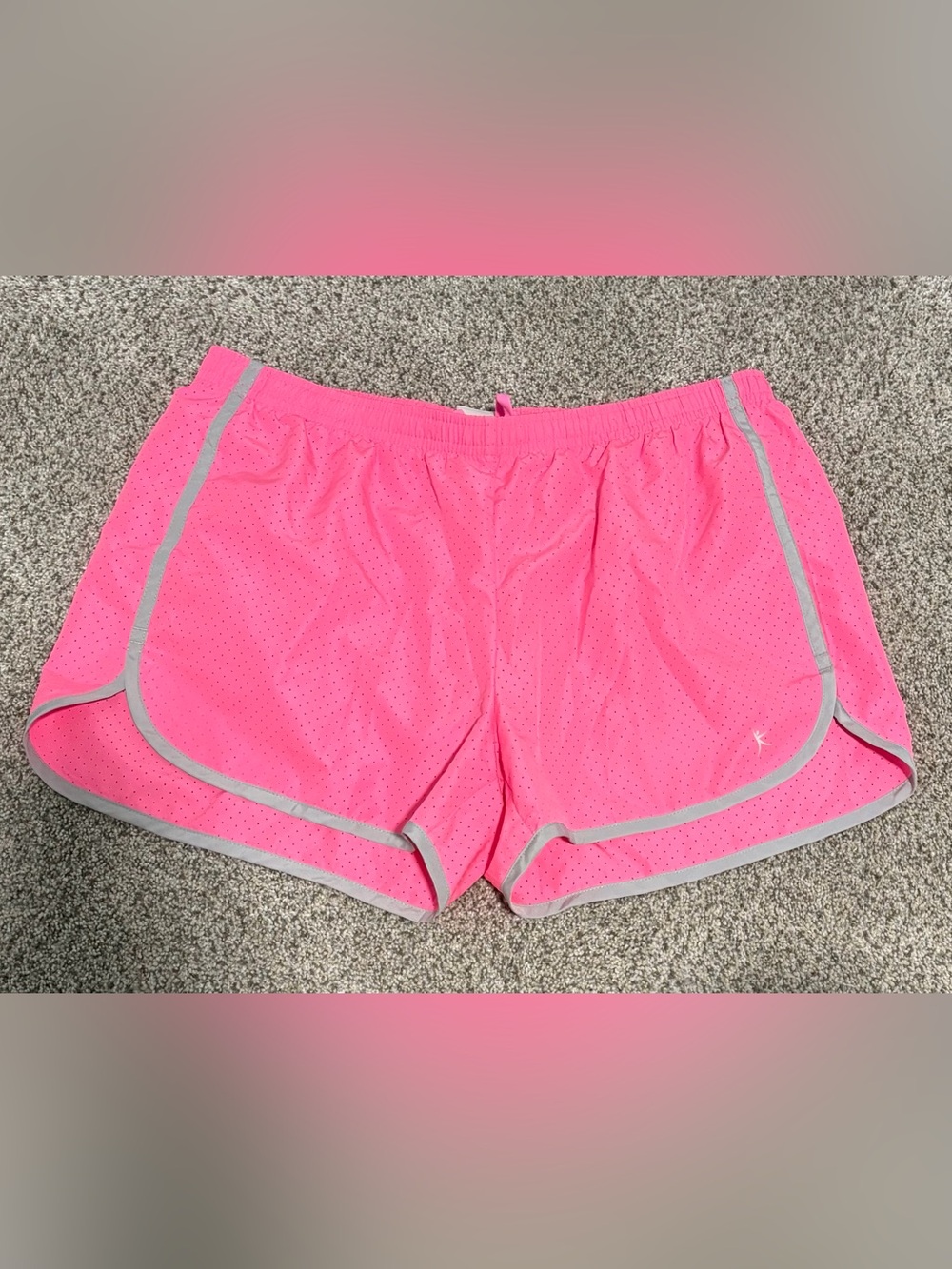 Women’s Danskin Now Hot Pink Athletic Running Shorts with Gray Trim size small